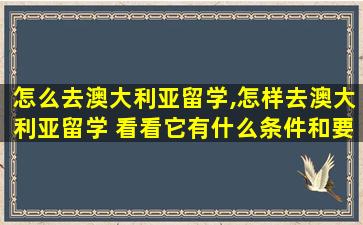 怎么去澳大利亚留学,怎样去澳大利亚留学 看看它有什么条件和要求